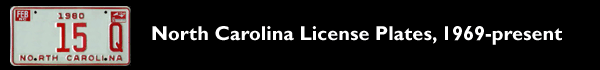 North Carolina License Plates 1969-present
