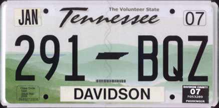 1990/'s Tennessee DZB  789 lic Plate